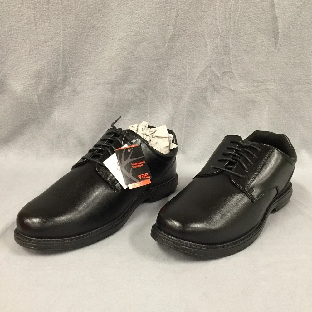 Deer‎ Stags Mens Crown Black Vega Oxford Dress Shoes Slip Resistant Size 14W